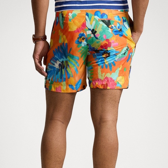 Polo Ralph Lauren Floral Monaco Tunk Trunk Swimming
Shorts Camarat Sz 38 Orange - Picture 4 of 13